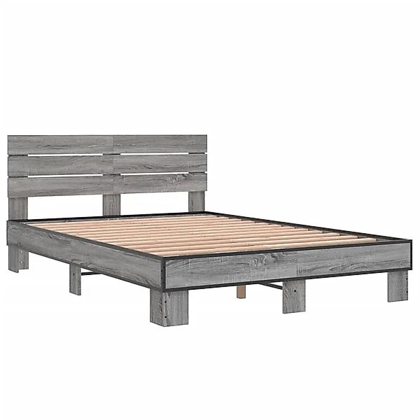vidaXL Bettgestell Grau Sonoma 135x190 cm Holzwerkstoff und Metall 3280165 günstig online kaufen
