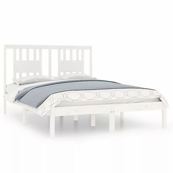 Vidaxl Massivholzbett Weiß 135x190 Cm 4ft6 Double günstig online kaufen