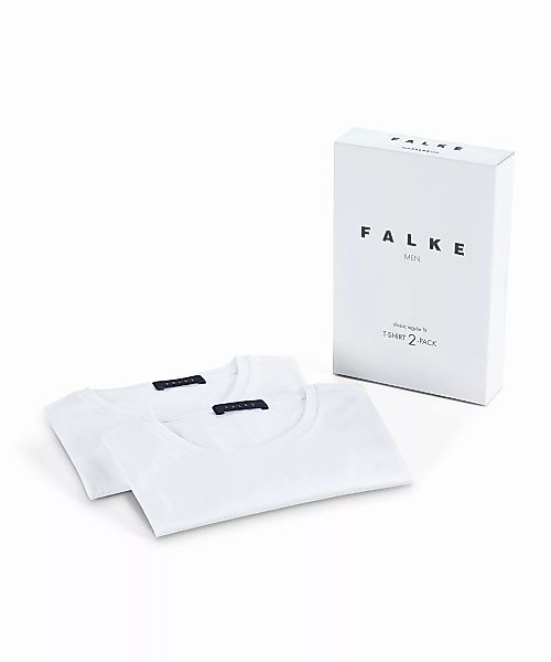 FALKE 2-Pack Herren T-Shirt Rundhals, L, Weiß, Uni, Baumwolle, 1169101-2000 günstig online kaufen