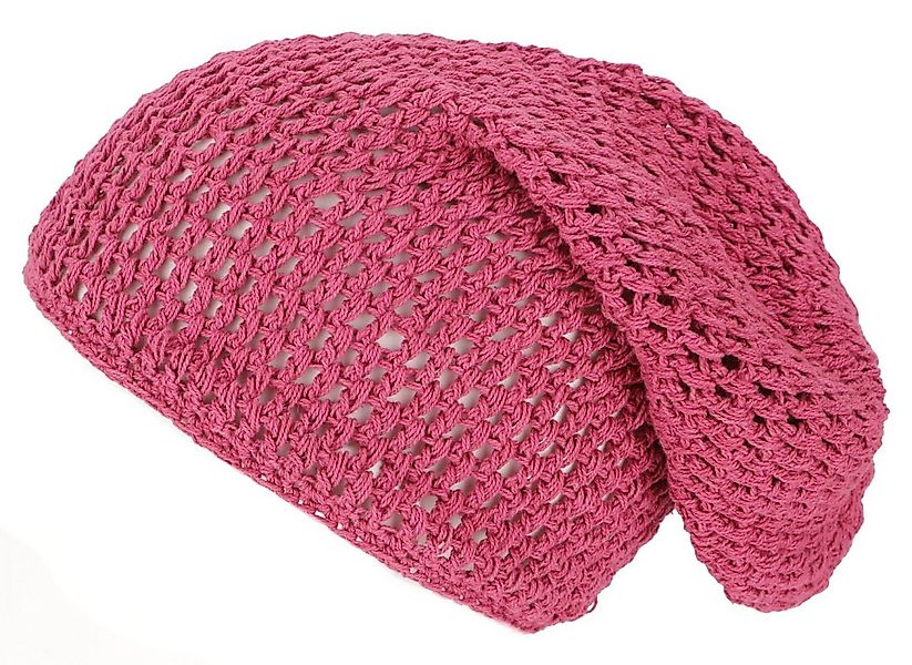 Guru-Shop Strickmütze Beanie, Baumwoll-Häkelmütze - himbeerrot günstig online kaufen