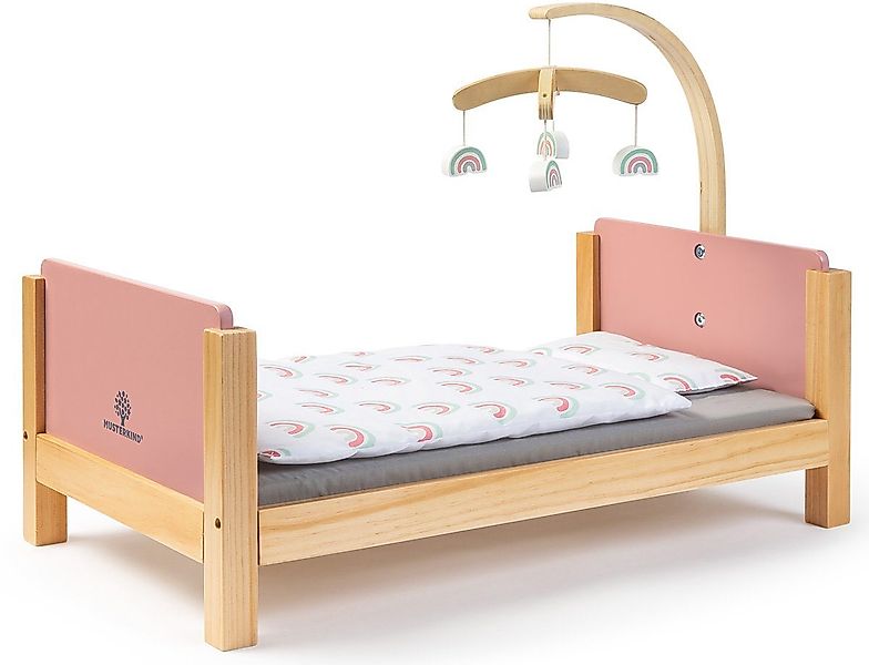 MUSTERKIND® Puppenbett Barlia, altrosa/natur, mit Mobile günstig online kaufen