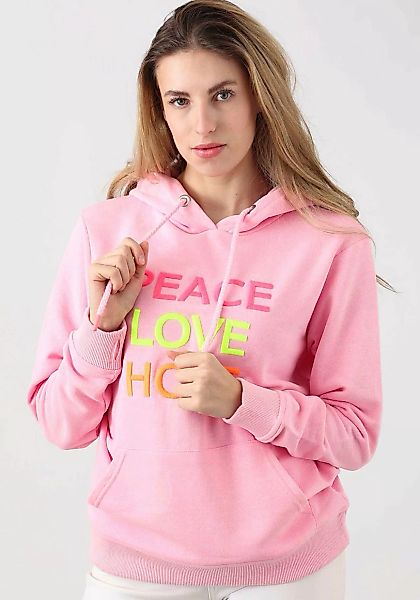 Zwillingsherz Kapuzensweatshirt "Patrizia", mit Peace-Love-Hope Strickerei günstig online kaufen