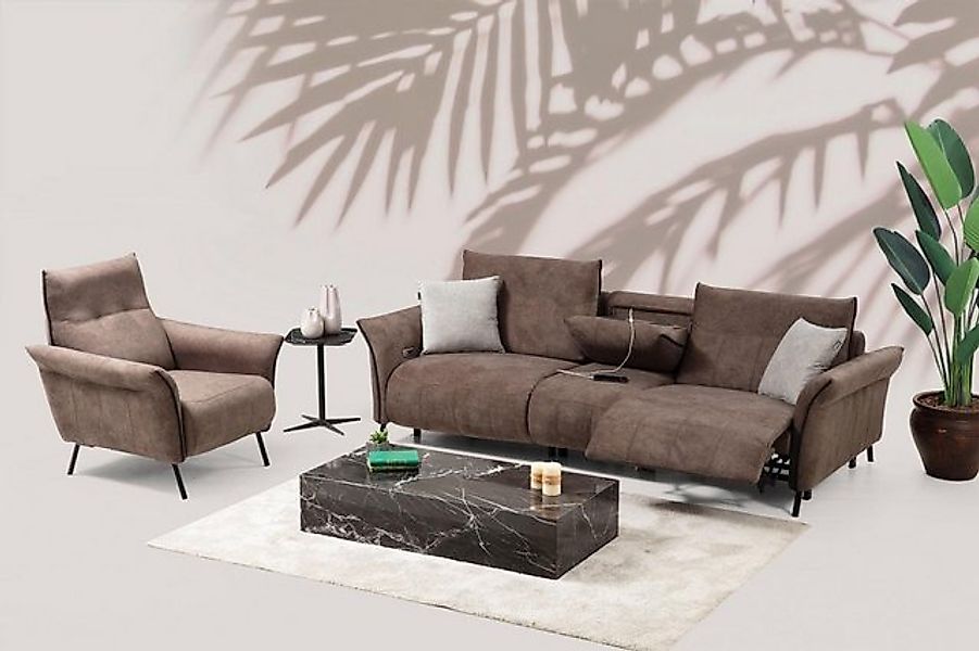 Xlmoebel Sofa Exklusives Set mit vier Sitzplätzen: Sofa und Designer-Sessel günstig online kaufen