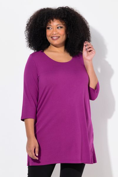 Ulla Popken Longshirt Longshirt A-Linie Rundhalsausschnitt günstig online kaufen