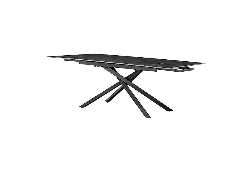 Esstisch TOKIO, Ausziehbar, Anthrazit, Schwarz, Metall, Tischplatte aus Gla günstig online kaufen