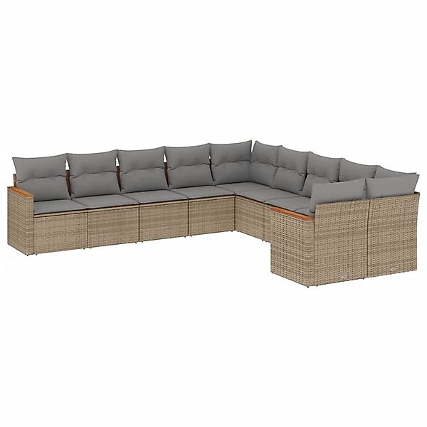 vidaXL 10-Tlg Garten-Sofagarnitur mit Kissen Beige Poly Rattan 3258755 günstig online kaufen