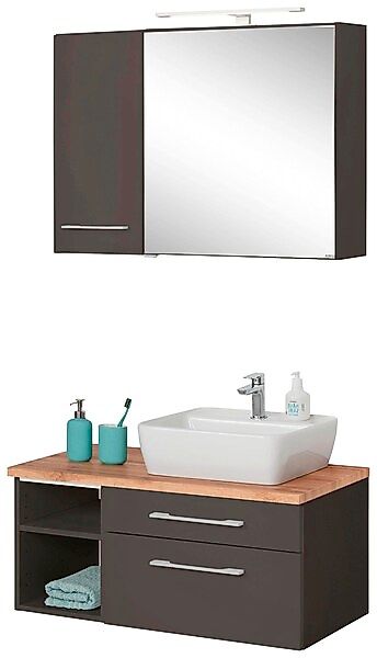 welltime Badmöbel-Set »Davos«, (3 St.), Spiegelschrank mit extra Regal günstig online kaufen