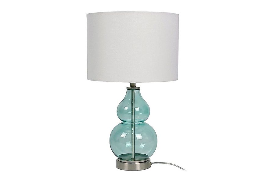 relaxdays Nachttischlampe Tischlampe Glasfuß & Stoffschirm, ohne Leuchtmitt günstig online kaufen