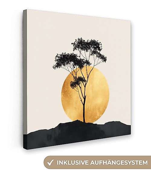 OneMillionCanvasses® Leinwandbild Schwarzer Baum - Goldener günstig online kaufen