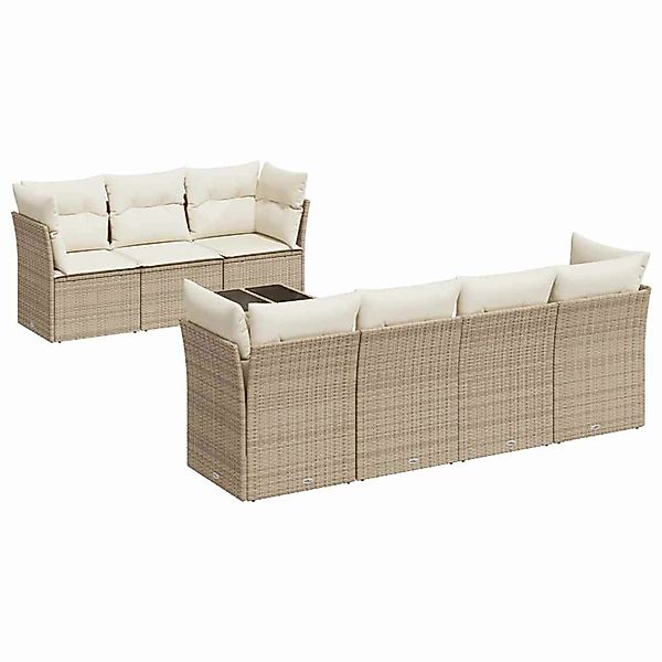 vidaXL 8-Tlg Garten-Sofagarnitur mit Kissen Beige Poly Rattan 3217278 günstig online kaufen