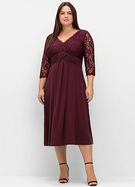 Sheego Etuikleid Abendkleid 3/4-Arm mit Oberteil aus floraler Spitze günstig online kaufen