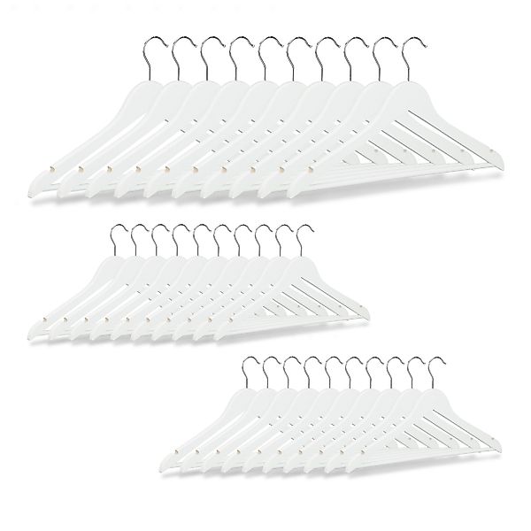 relaxdays Kleiderbügel Holz 30er Set, Weiß günstig online kaufen