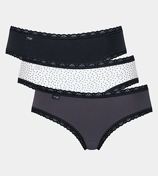 sloggi Hipster "24/7 Weekend", (3er Pack), mit flachen Spitzen-Kanten, Baum günstig online kaufen