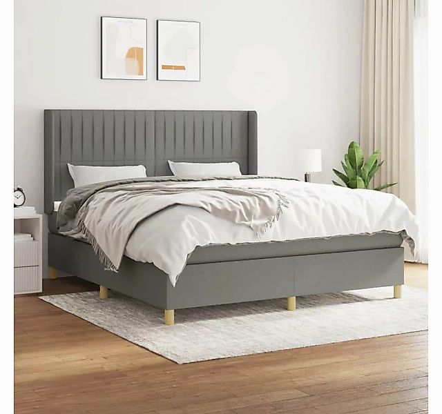 vidaXL Boxspringbett Boxspringbett mit Matratze Dunkelgrau 160x200 cm Stoff günstig online kaufen