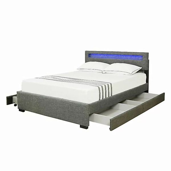 HTI-Living Bett 140 x 200 cm Jara grau günstig online kaufen