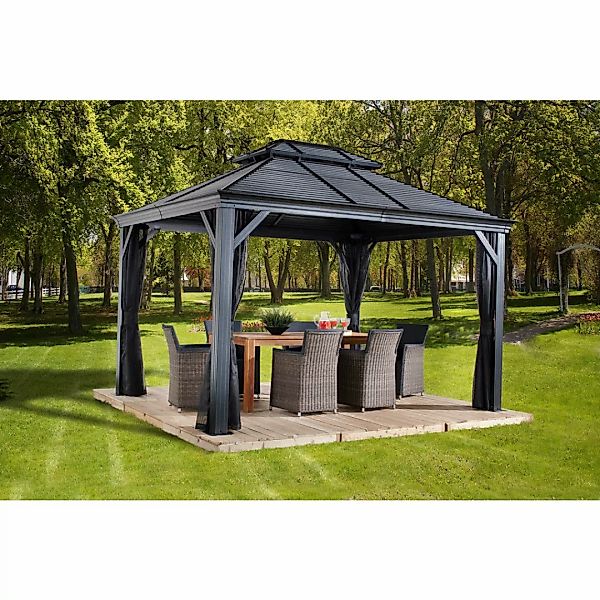 Sojag Pavillon Mykonos edles Basaltgrau Metall B/H/L: ca. 425x291x299 cm günstig online kaufen