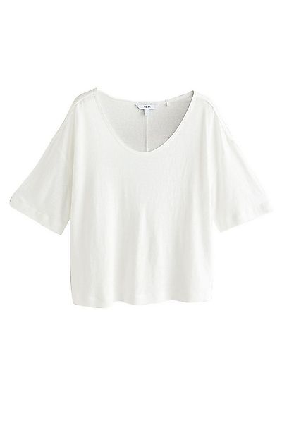 Next T-Shirt Weiches T-Shirt mit U-Ausschnitt, Leinen-Modalmix (1-tlg) günstig online kaufen