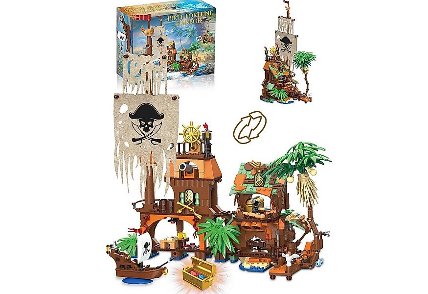 Esun Piratenschiff Wharf Bauspielzeug Mittelalterliches Piraten Bausteinset günstig online kaufen