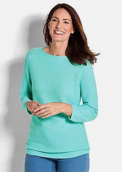 GOLDNER Strickpullover Eleganter Baumwollpullover, Halbarm Leichter Feinstr günstig online kaufen