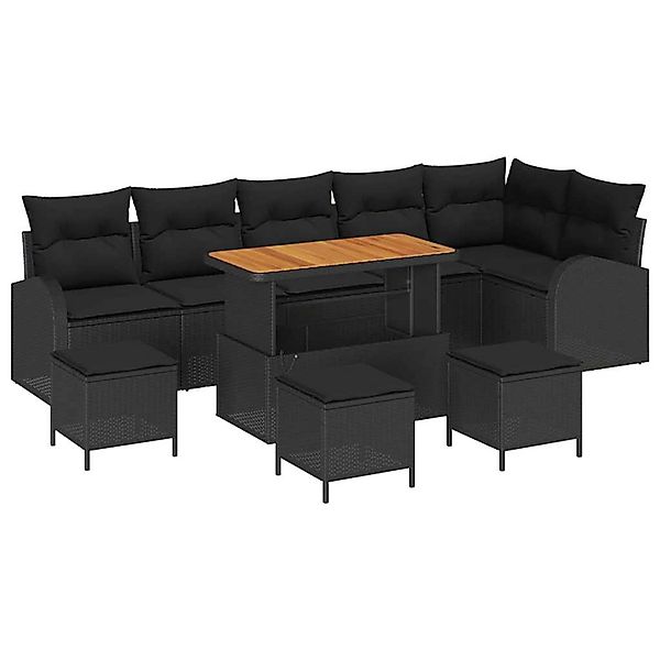 vidaXL Garten-Sofa-Set mit Kissen 10-Tlg Schwarz Poly Rattan 3362419 günstig online kaufen