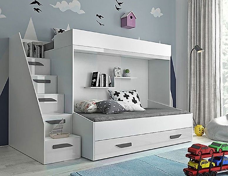 Hochbett PARTY (Etagenbett, mit Bettschublade) Farbe wählbar günstig online kaufen