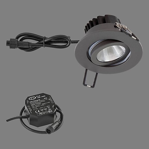 EVN Lichttechnik P-LED Deckeneinbauleuchte 3000K IP65 230V anth PC650N61602 günstig online kaufen
