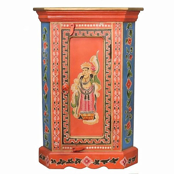 Oriental Galerie Mehrzweckschrank Tibet Eckschrank Rot - Blau 75 cm günstig online kaufen