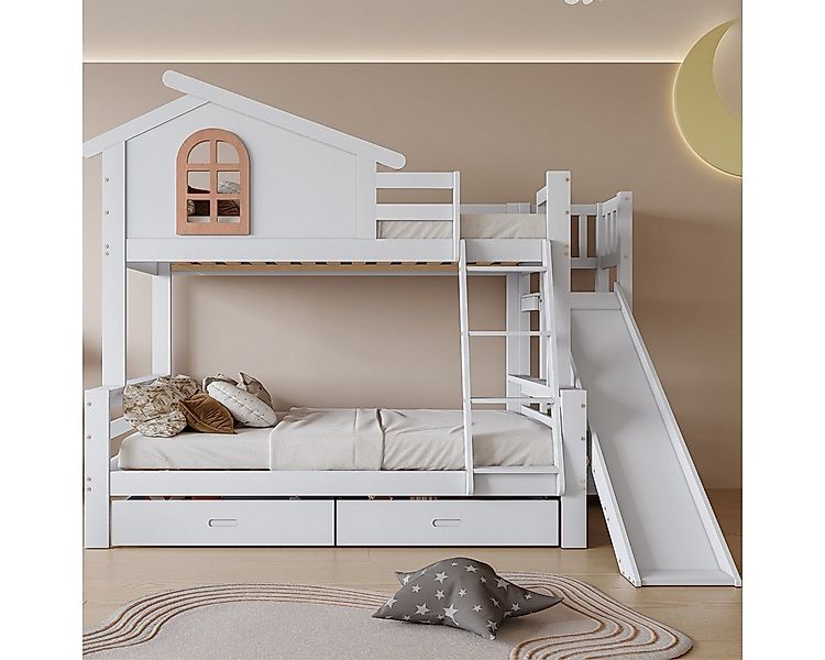 autolock Kinderbett Etagenbett,Kinder und Mutterbett mit Rutsche,mit zwei S günstig online kaufen