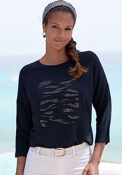 LASCANA 3/4-Arm-Shirt mit Strass-Dessin aus hochwertiger French Terry-Quali günstig online kaufen