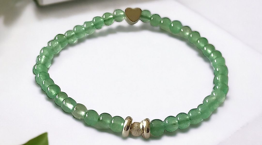 Steinfixx® Perlenarmband Aventurin Perlenarmband 925 Silberperle - Handarbe günstig online kaufen