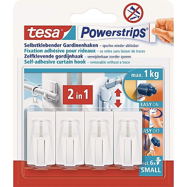 tesa Klebehaken Powerstrips Gardinenhaken, Gardinen, (Packung, 12-St., Hake günstig online kaufen