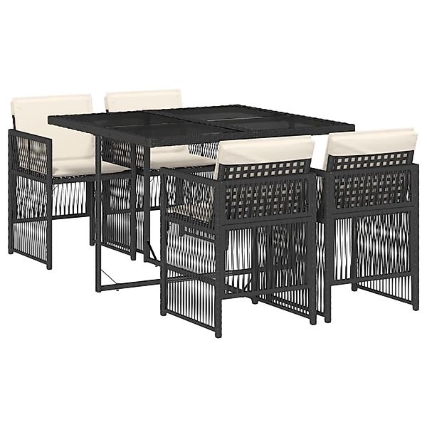 vidaXL 5-Tlg Garten-Essgruppe mit Kissen Schwarz Poly Rattan 3210894 günstig online kaufen