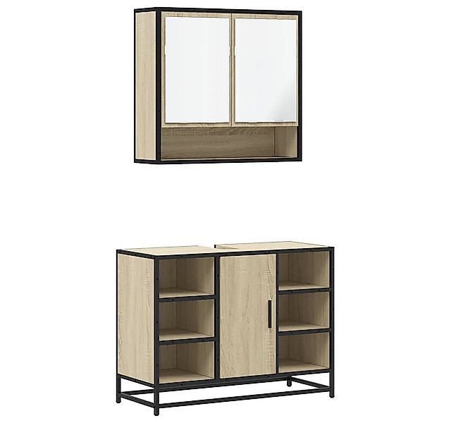 vidaXL Badezimmer-Set 2-tlg. Badmöbel-Set Sonoma-Eiche Holzwerkstoff, (1-St günstig online kaufen