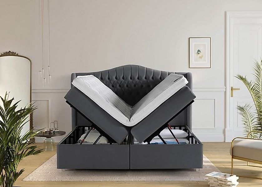 BettCo Stauraumbett Boxspringbett mit Bettkasten Maison (in Dunkelgrau Velo günstig online kaufen