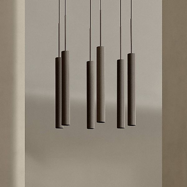 Audo Hängeleuchte Tubulaire, 6-flg, Ring, bronze, Alu günstig online kaufen