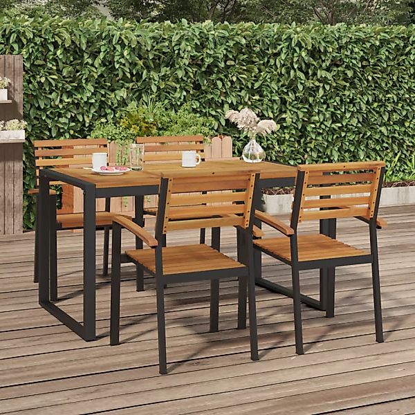 Vidaxl Stapelbare Gartenstühle 4 Stk. Massivholz Akazie Und Metall günstig online kaufen