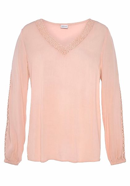 Vivance Crinklebluse, mit Spitzeneinsätzen, sommerliche Damenbluse, Langarm günstig online kaufen