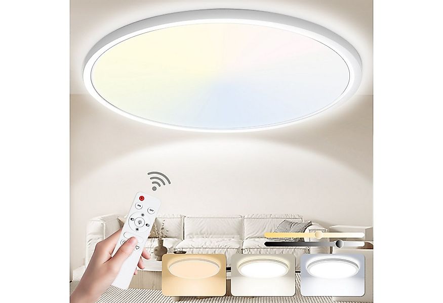 POPOLIC LED Deckenleuchte 24W 3200LM Deckenlampe Flach Dimmbar mit Fernbedi günstig online kaufen