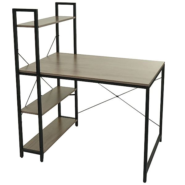 Proregal Schreibtisch Mit Regal HxBxT 120x100x60 cm Metall Mdf Grau-Braun L günstig online kaufen
