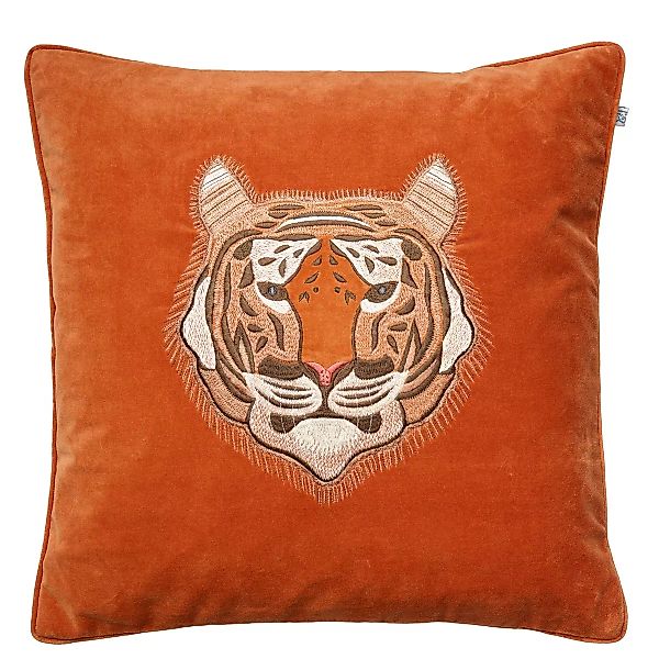 Embroidered Tiger Kissenbezug 50 x 50cm Orange günstig online kaufen