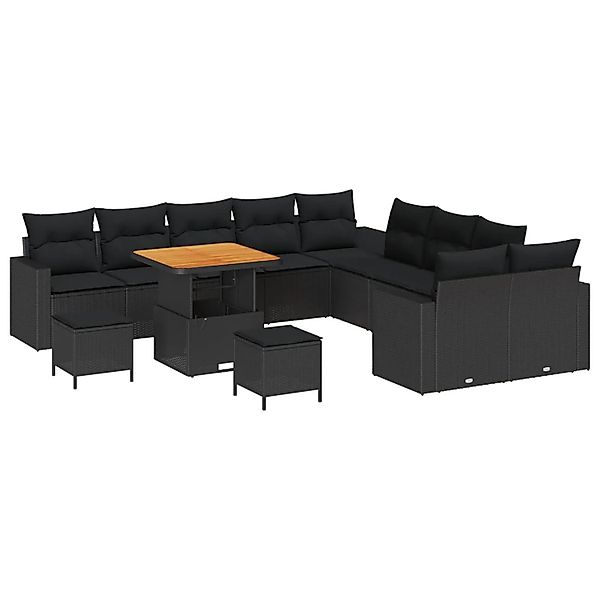 vidaXL Gartensofa-set mit Kissen 17-Tlg Schwarz Poly-Rattan 3363619 günstig online kaufen