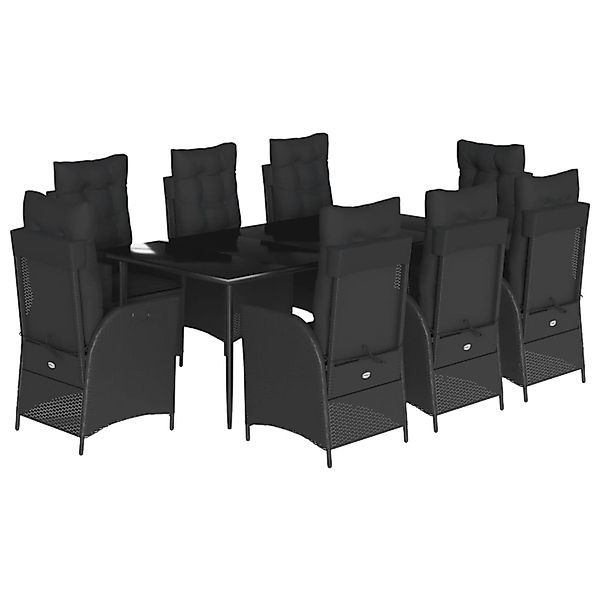 vidaXL 9-Tlg Garten-Essgruppe mit Kissen Schwarz Poly Rattan 3213183 günstig online kaufen