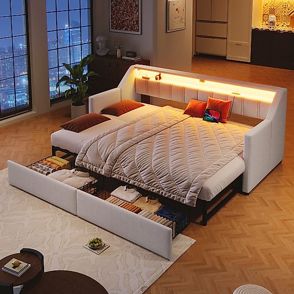 Flieks Daybett, Polsterbett 90/180x200cm mit USB-Aufladen, günstig online kaufen
