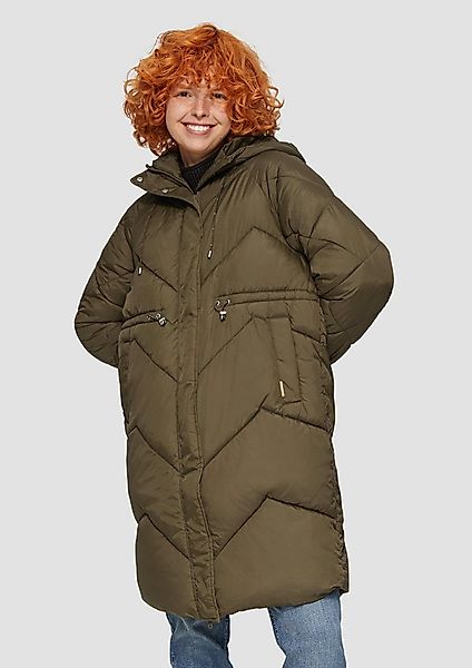 QS Wintermantel Outdoor-Mantel Wattierter Mantel mit Steppung und Kapuze günstig online kaufen