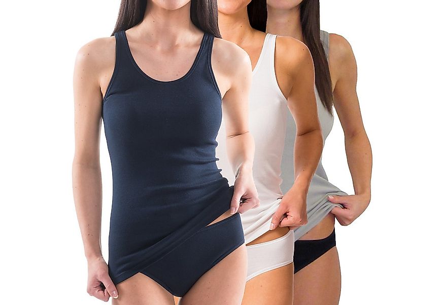 HERMKO Achselhemd 1310 3er Pack Damen Tank Top aus 100% Bio-Baumwolle günstig online kaufen