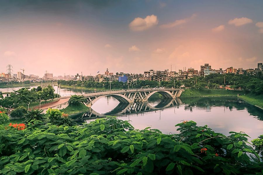 queence Acrylglasbild "Brücke" Brücken  Himmel  Pflanzen Fine Art-Print in günstig online kaufen