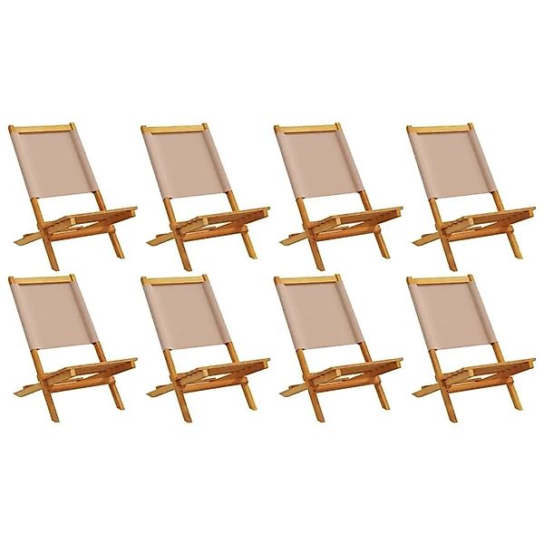 vidaXL Gartenstühle 8 Stk Klappbar Taupe Stoff und Massivholz 3214645 günstig online kaufen