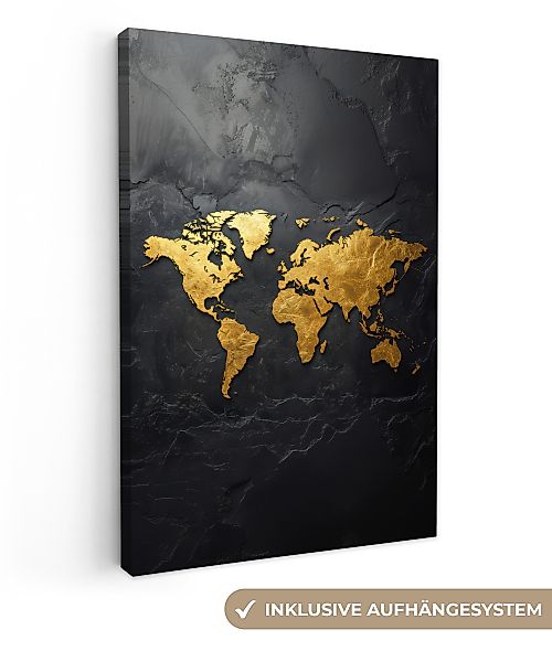 OneMillionCanvasses® Leinwandbild Weltkarte - Gold - günstig online kaufen