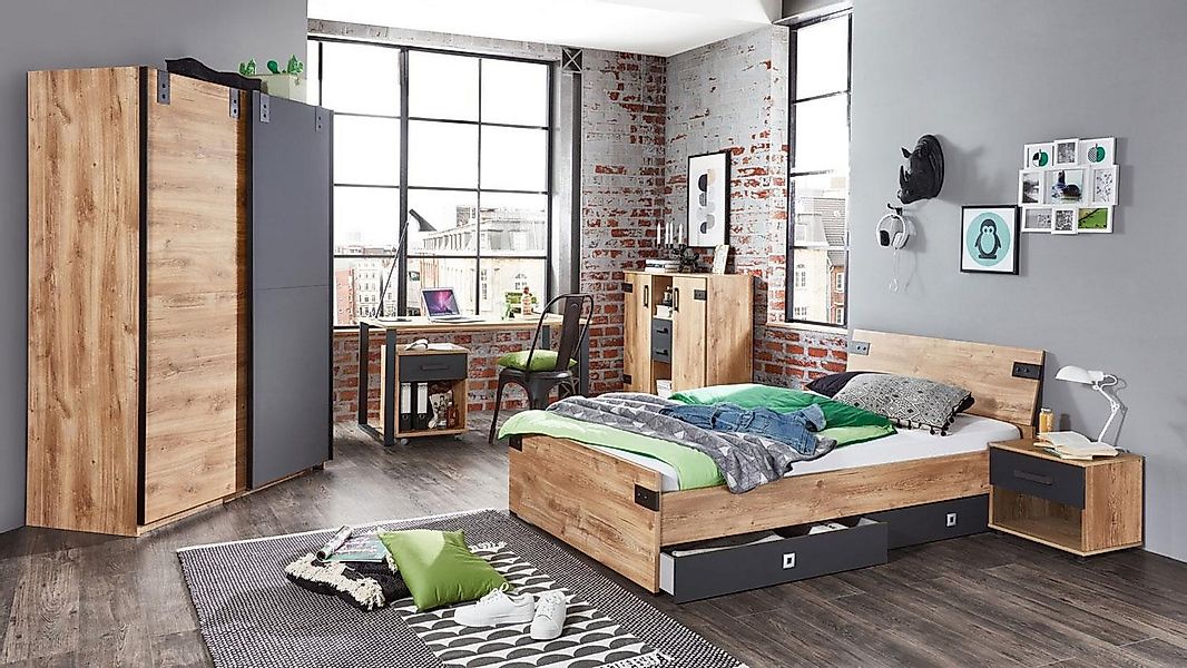 Wimex Jugendzimmer-Set Jugendzimmer 2 Liverpool Kinderzimmer Eiche graphit günstig online kaufen