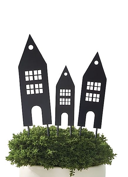 Dekoleidenschaft Gartenstecker "Haus" aus Metall, mattschwarz, günstig online kaufen
